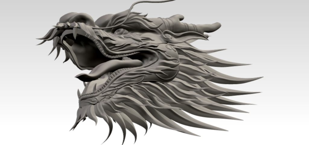 3D Model Image of a Chinese Dragon Lantern.