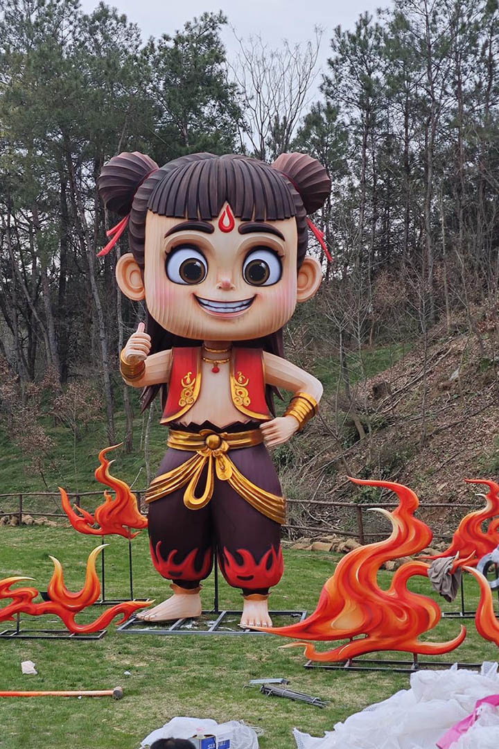 Chinese Lanterns: A Large-scale Nezha Character Lantern.