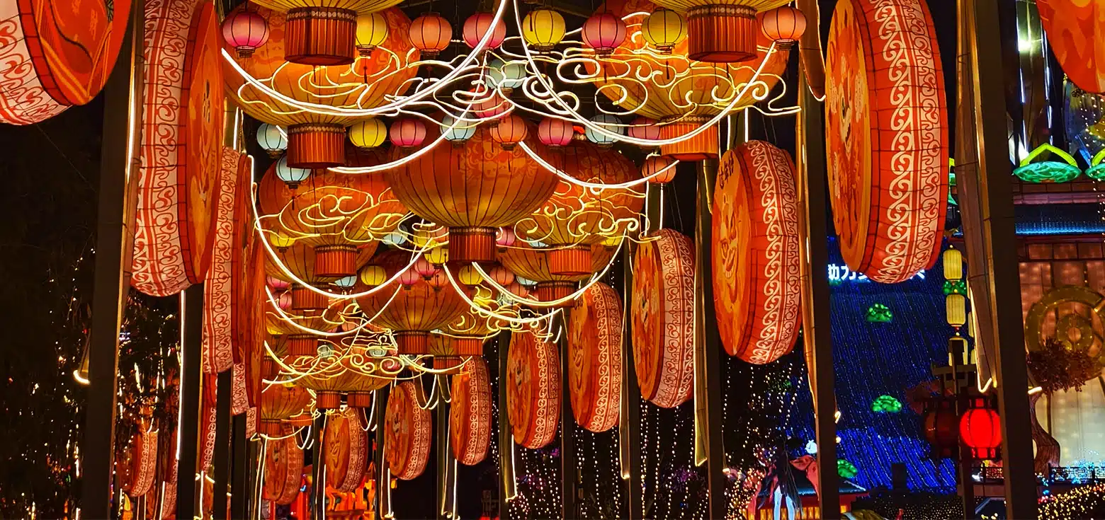 Warm and festive Chinese New Year lanterns.