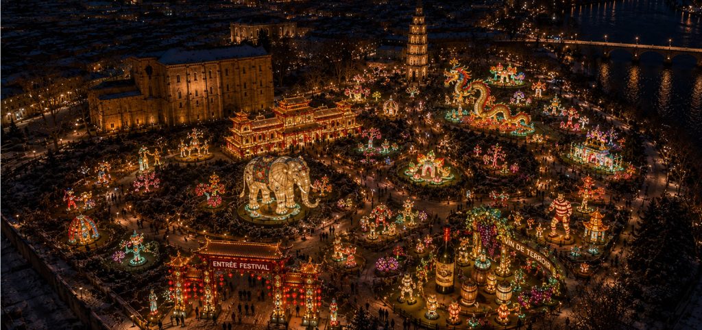 BLOG 2 AI illustration of a Chinese lantern festival illuminating a snowy European town