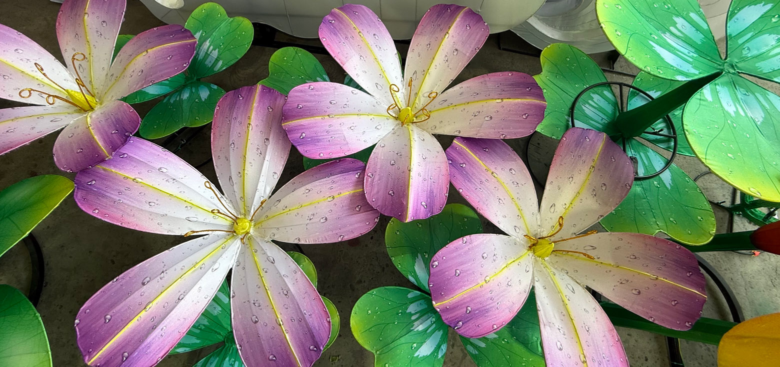 Zoo & Botanical garden Lantern Festival Solutions 11 Close-up of waterproof flower lanterns designed for a botanical garden light show.