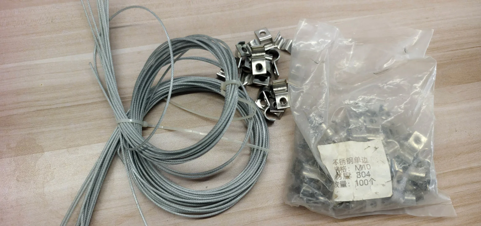 Lantern Maintenance Services 7 Heavy-duty steel wire ropes and securing hardware for emergency outdoor lantern repair.