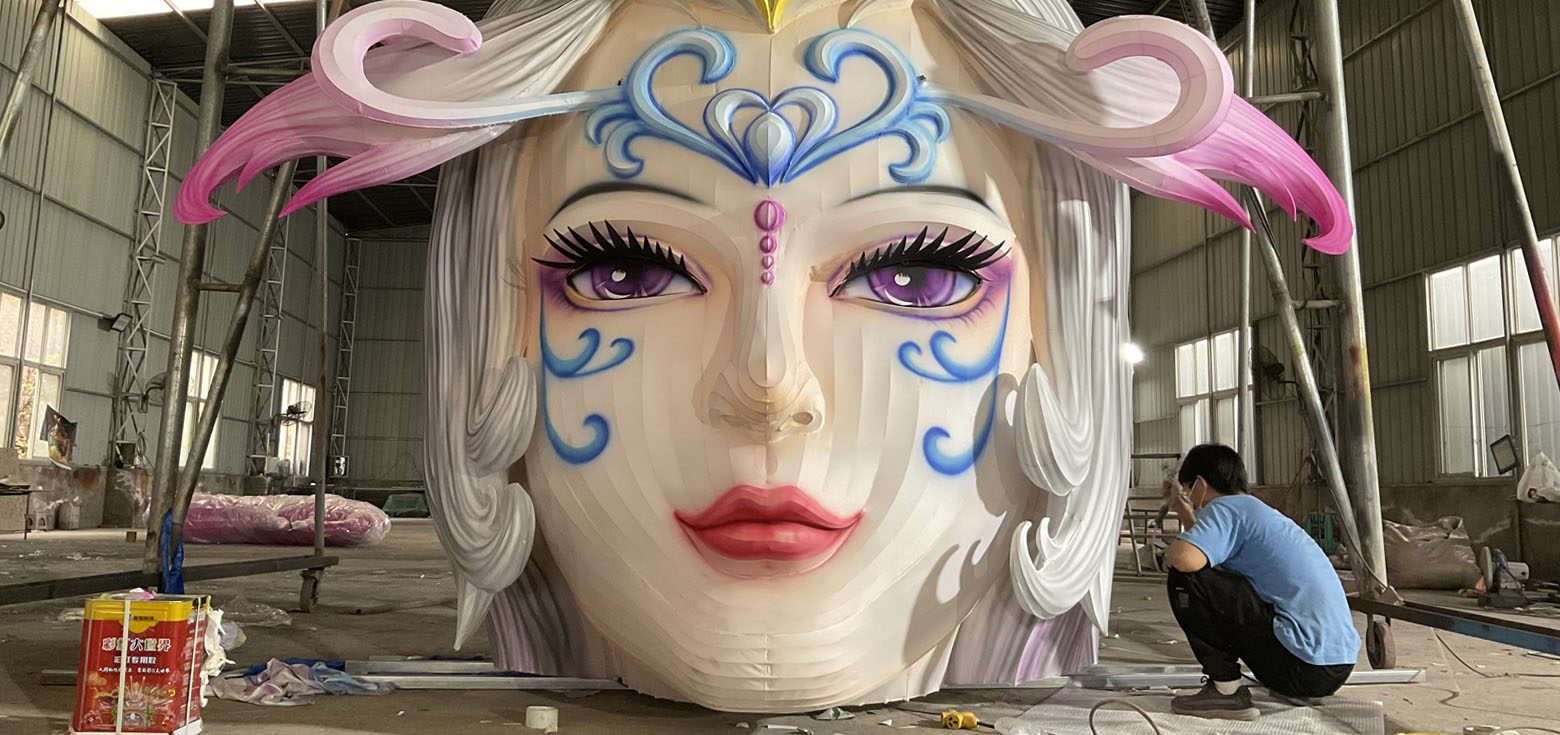 Chinese lantern showcasing beautifully refined character head design.