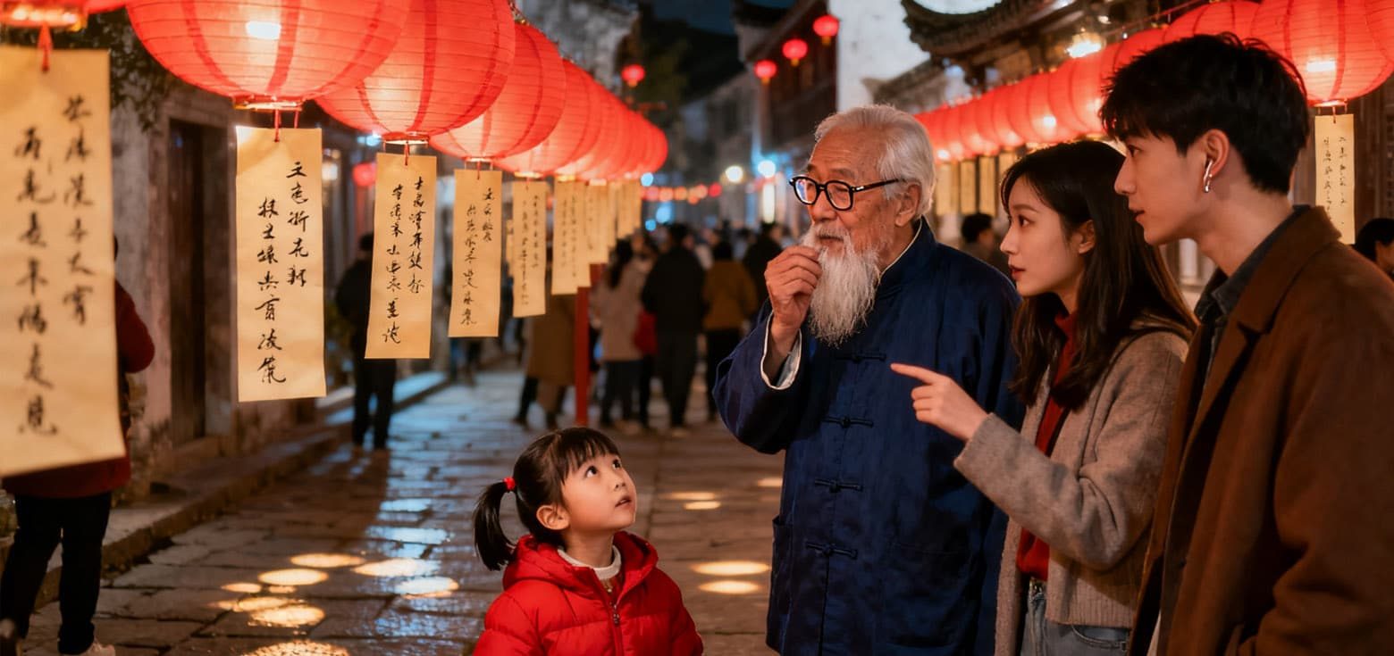 A Traditional Lantern Festival Entertainment Activity: Guessing Lantern Riddles