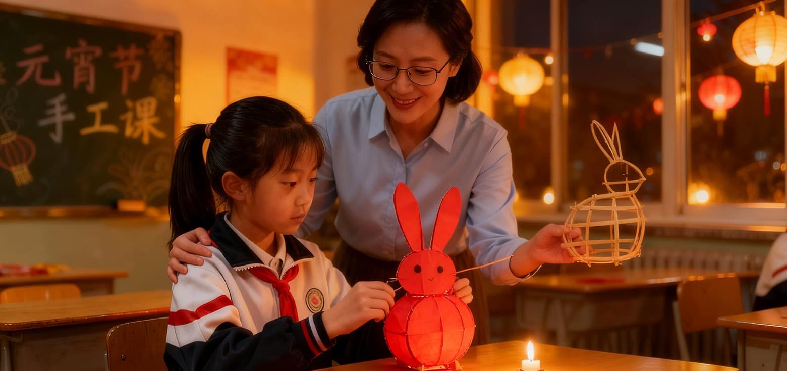 Learn how to make a simple Spring Festival rabbit lantern.