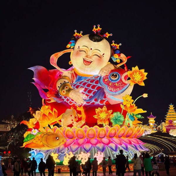 Nianhua Doll: A Modern Chinese New Year Lantern of a Traditional Image.